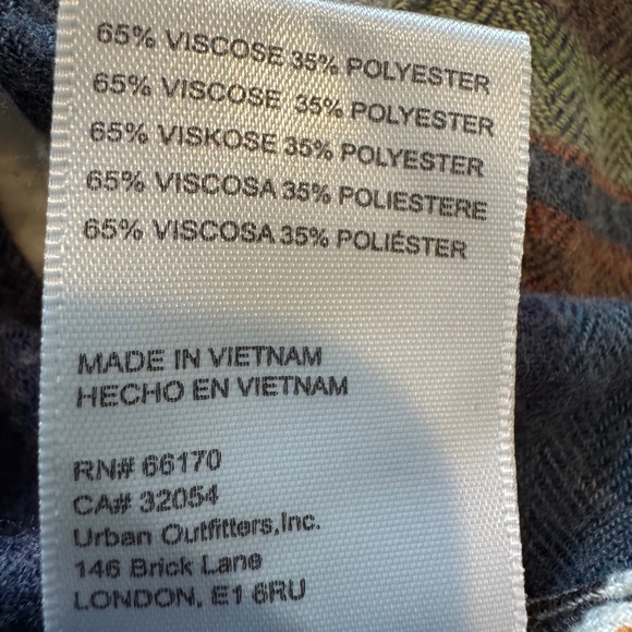 BDG Plaid Flannel Button Up Shirt Oversized Blue Yellow Green‎ Women's M - Picture 9 of 9